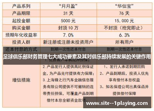 足球俱乐部财务管理七大成功要素及其对俱乐部持续发展的关键作用 足球俱乐部财务管理七大成功要素及其对俱乐部持续发展的关键作用